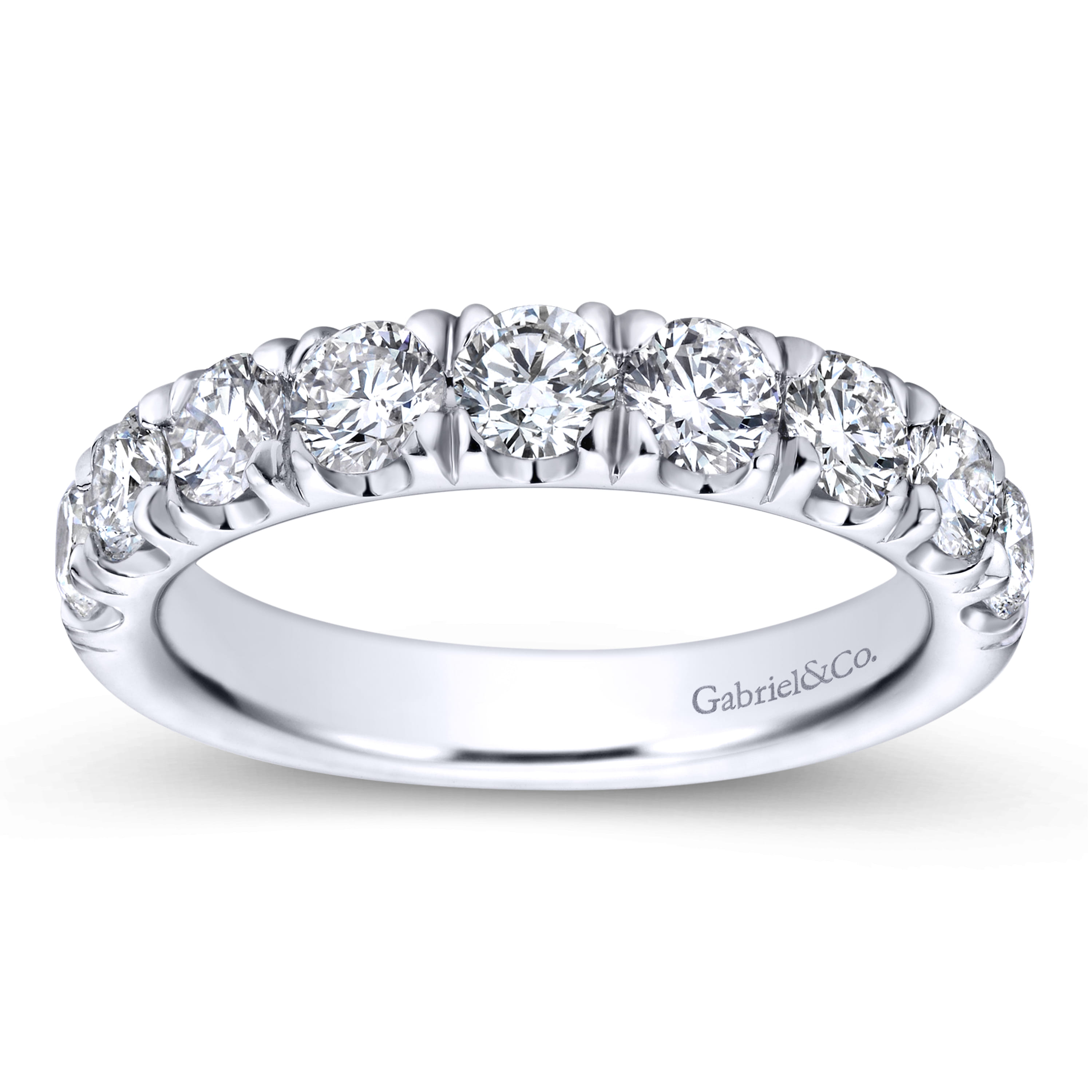 Straight Wedding Ring in 14k White Gold with Round Natural Diamond at Gabriel & Co. - Shot 5