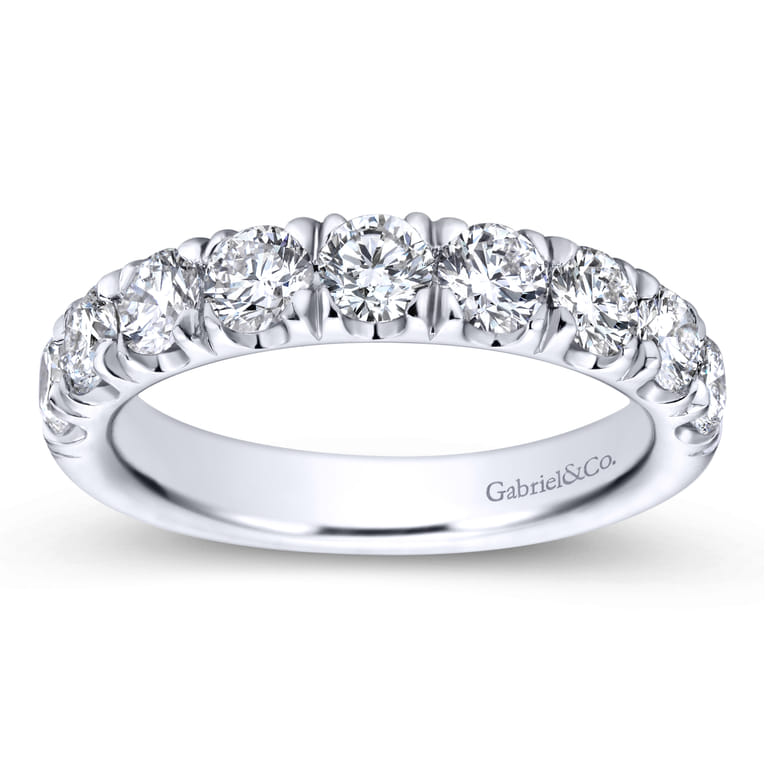 Straight Wedding Ring in 14k White Gold with Round Natural Diamond at Gabriel & Co. - Shot 5
