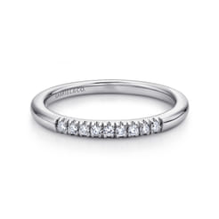 Malaga - 14K White Gold 9 Stone French Pave Set Diamond Wedding Band