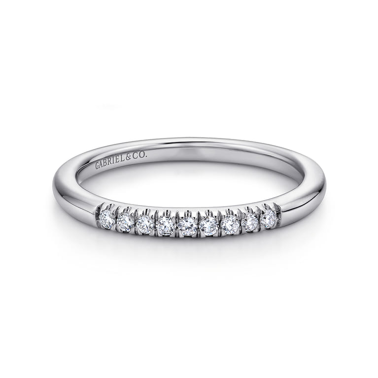 Straight Wedding Ring in 14k White Gold with Round Natural Diamond at Gabriel & Co. - Shot 1