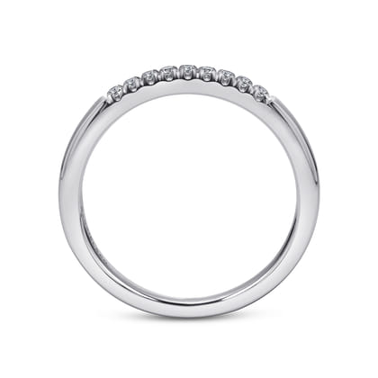 Malaga - 14K White Gold 9 Stone French Pave Set Diamond Wedding Band