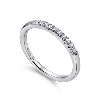 Malaga - 14K White Gold 9 Stone French Pave Set Diamond Wedding Band