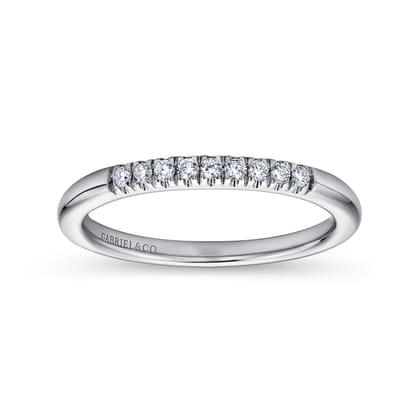 Malaga - 14K White Gold 9 Stone French Pave Set Diamond Wedding Band