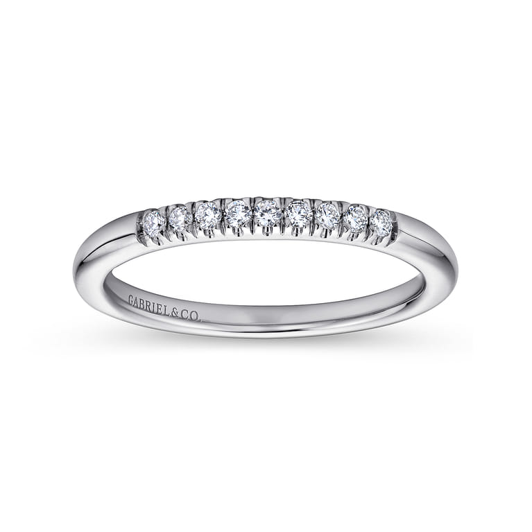 Straight Wedding Ring in 14k White Gold with Round Natural Diamond at Gabriel & Co. - Shot 4