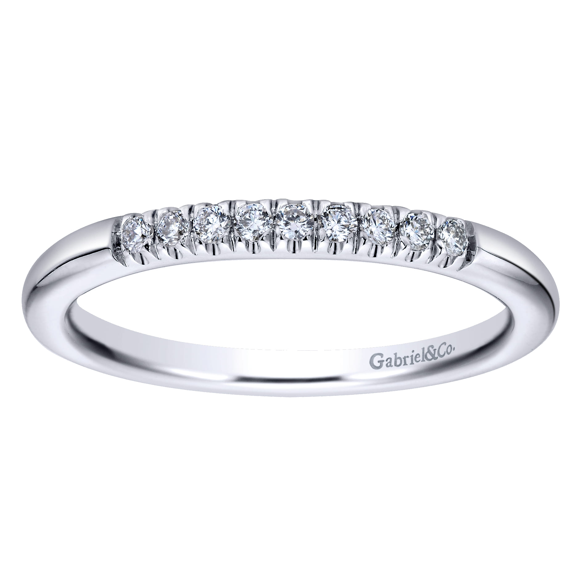 Straight Wedding Ring in 14k White Gold with Round Natural Diamond at Gabriel & Co. - Shot 5