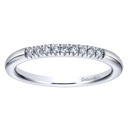 Malaga - 14K White Gold 9 Stone French Pave Set Diamond Wedding Band