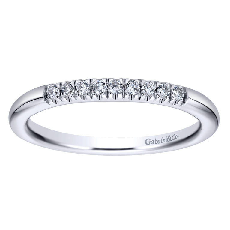 Straight Wedding Ring in 14k White Gold with Round Natural Diamond at Gabriel & Co. - Shot 5