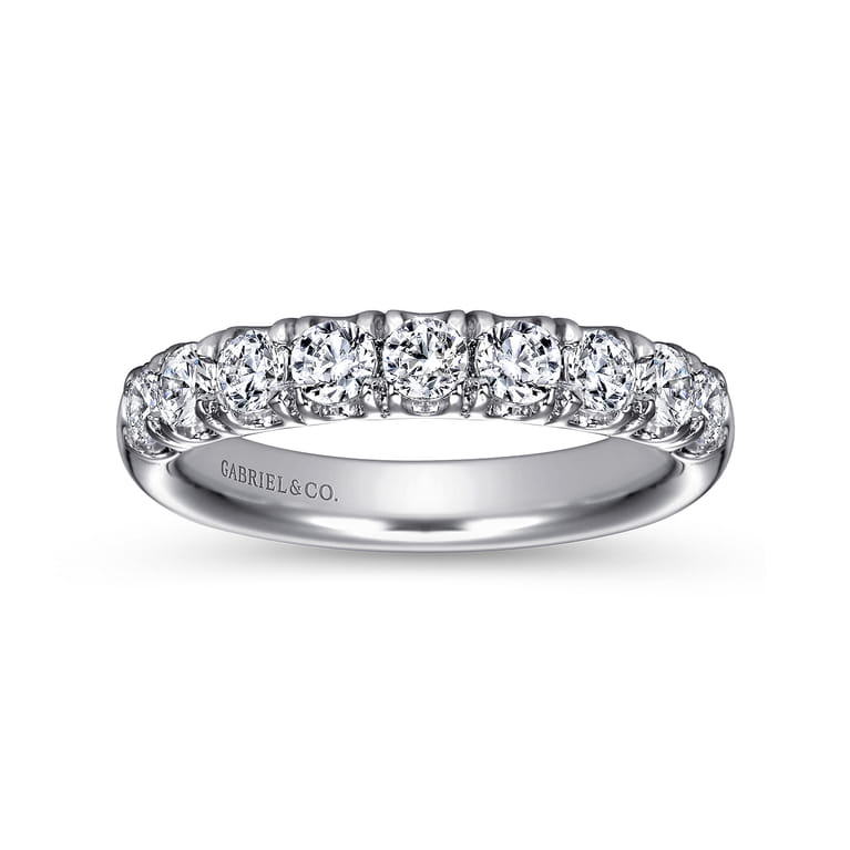 Straight Wedding Ring in Platinum with Round Natural Diamond at Gabriel & Co. - Shot 4