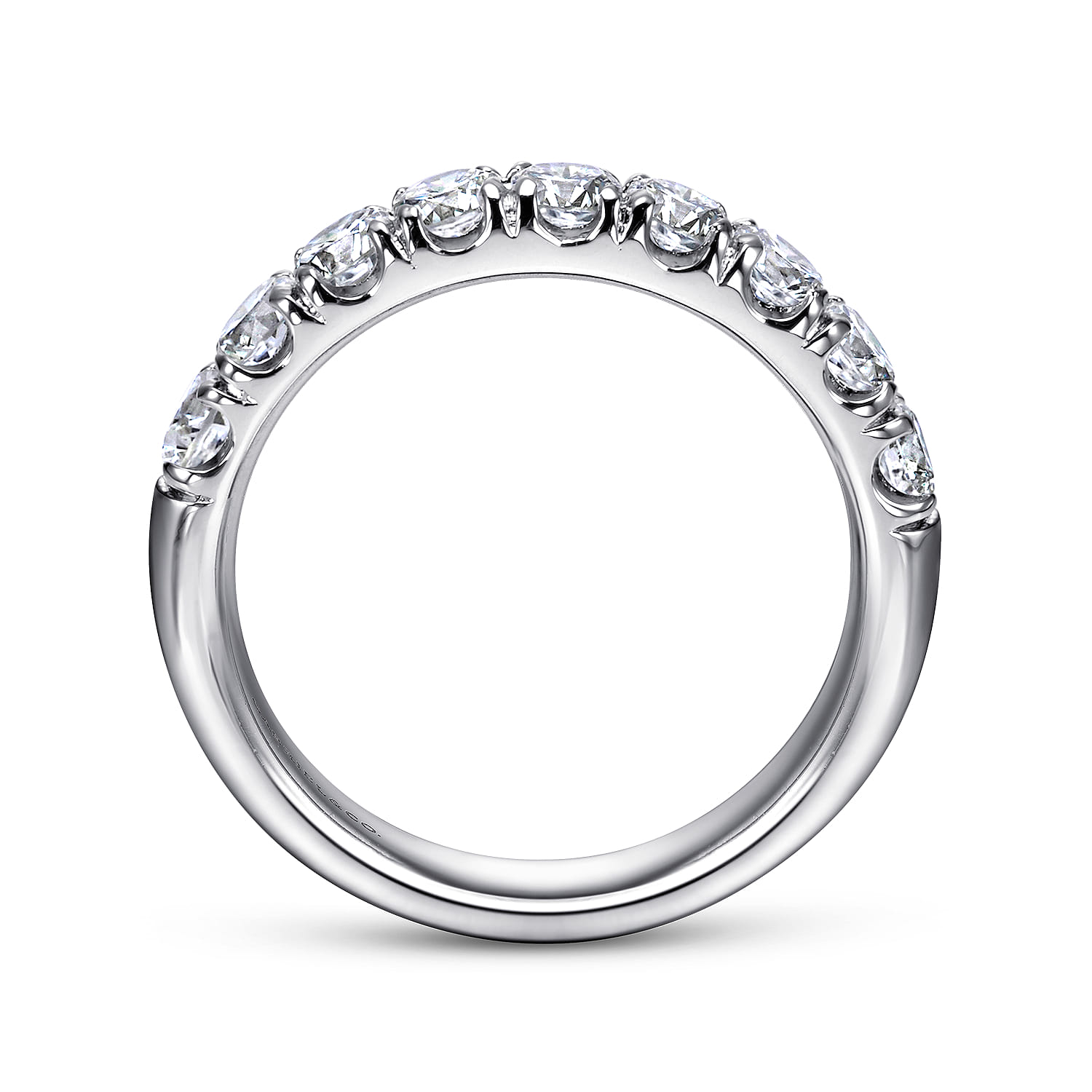 Straight Wedding Ring in Platinum with Round Natural Diamond at Gabriel & Co. - Shot 2