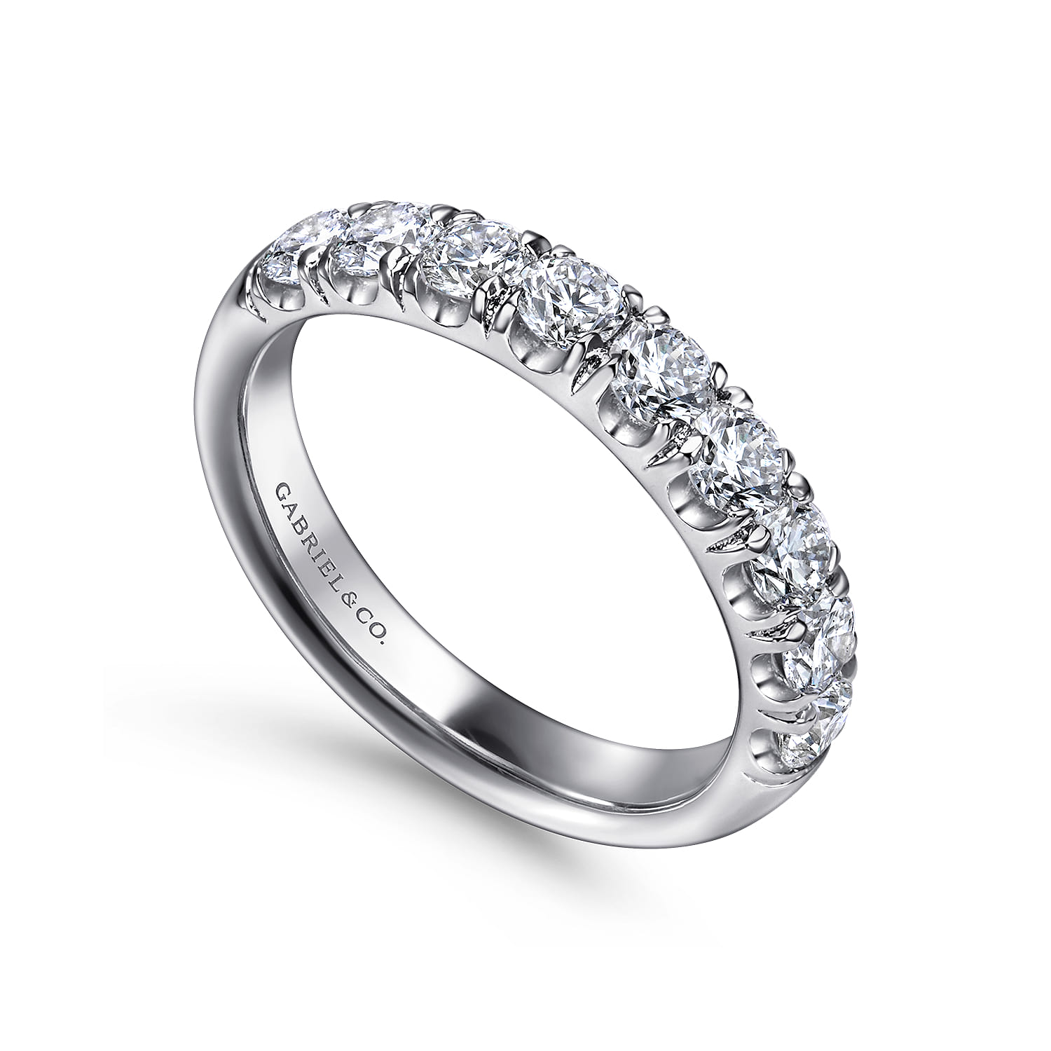 Straight Wedding Ring in Platinum with Round Natural Diamond at Gabriel & Co. - Shot 3