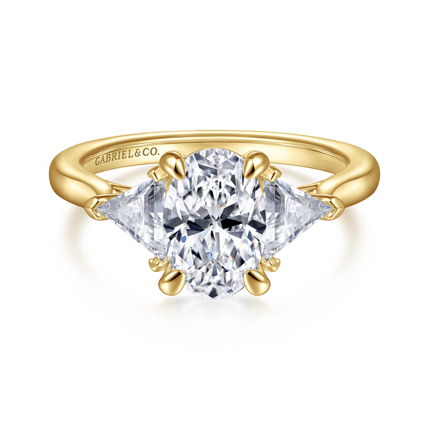 Maloney - 14K Yellow Gold Oval Three Stone Diamond Engagement Ring