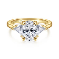 Maloney - 14K Yellow Gold Oval Three Stone Diamond Engagement Ring
