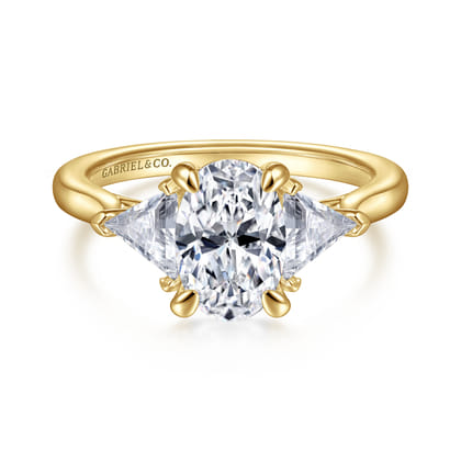 Maloney - 14K Yellow Gold Oval Three Stone Diamond Engagement Ring