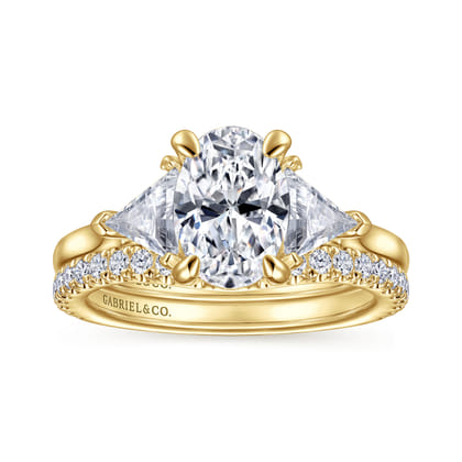 Maloney - 14K Yellow Gold Oval Three Stone Diamond Engagement Ring