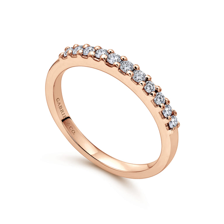 Straight Wedding Ring in 14k Rose Gold with Round Natural Diamond at Gabriel & Co. - Shot 3