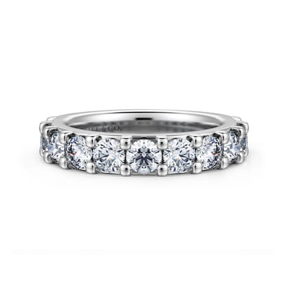 Manila - 14K White Gold 11 Stone Shared Prong Diamond Anniversary Band
