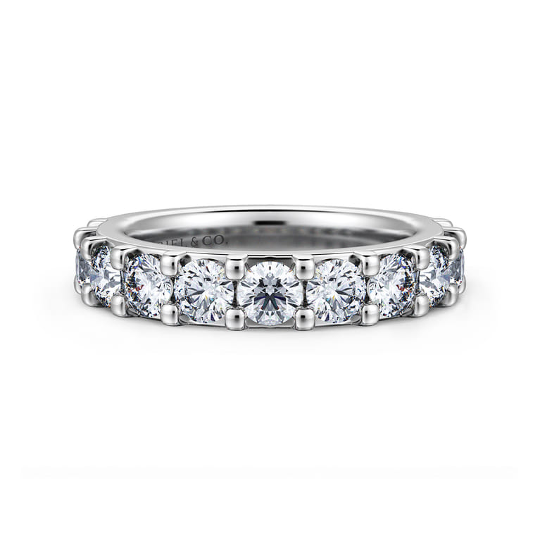 Straight Wedding Ring in 14k White Gold with Round Natural Diamond at Gabriel & Co. - Shot 1