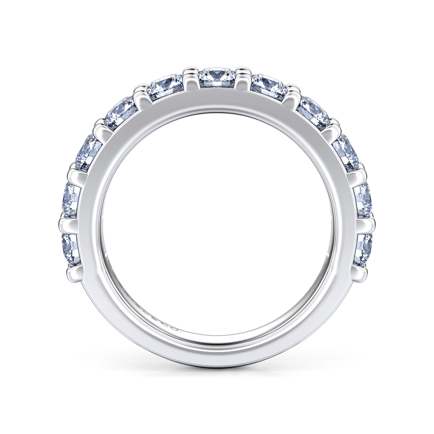 Straight Wedding Ring in 14k White Gold with Round Natural Diamond at Gabriel & Co. - Shot 2