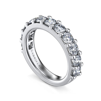 Manila - 14K White Gold 11 Stone Shared Prong Diamond Anniversary Band