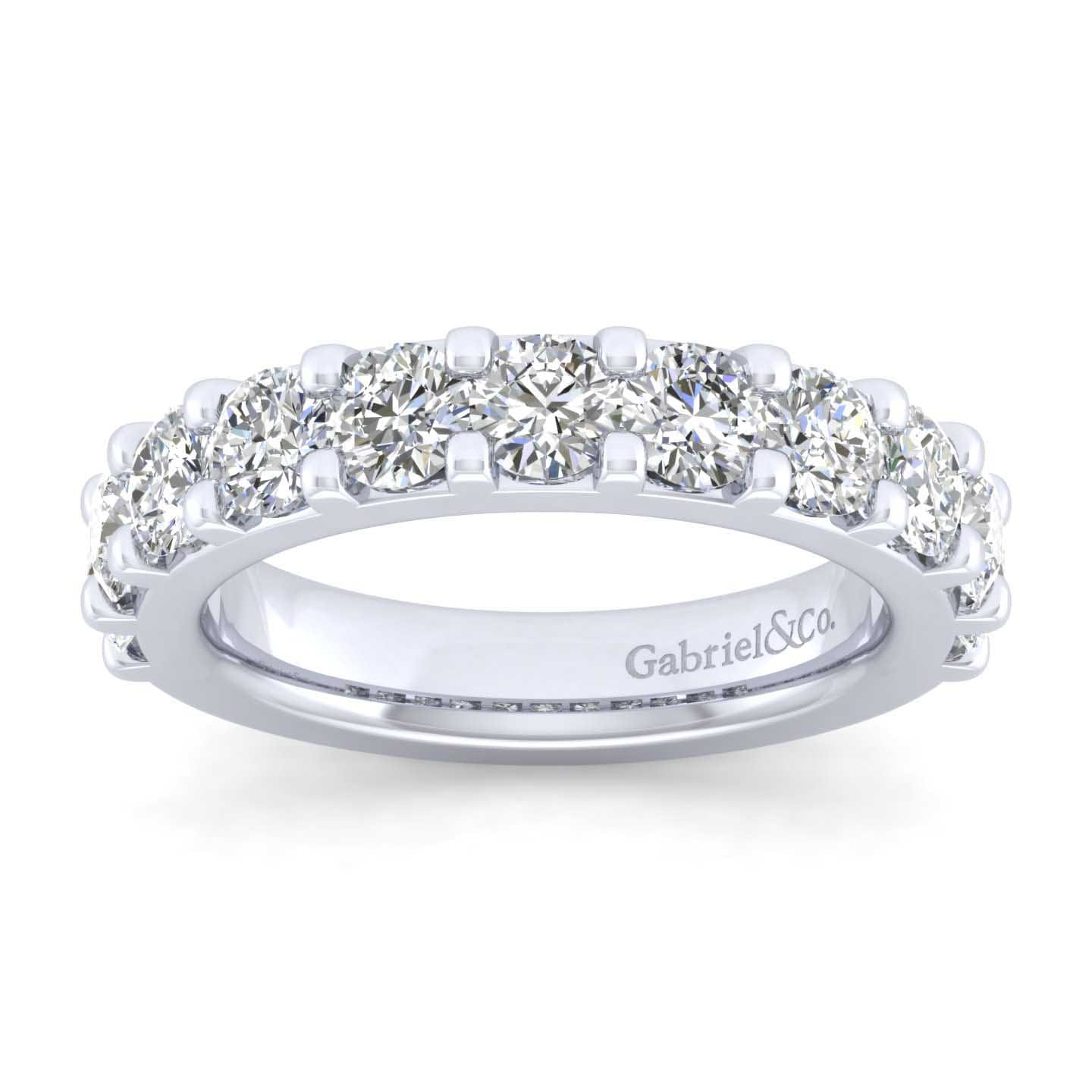 Straight Wedding Ring in 14k White Gold with Round Natural Diamond at Gabriel & Co. - Shot 5