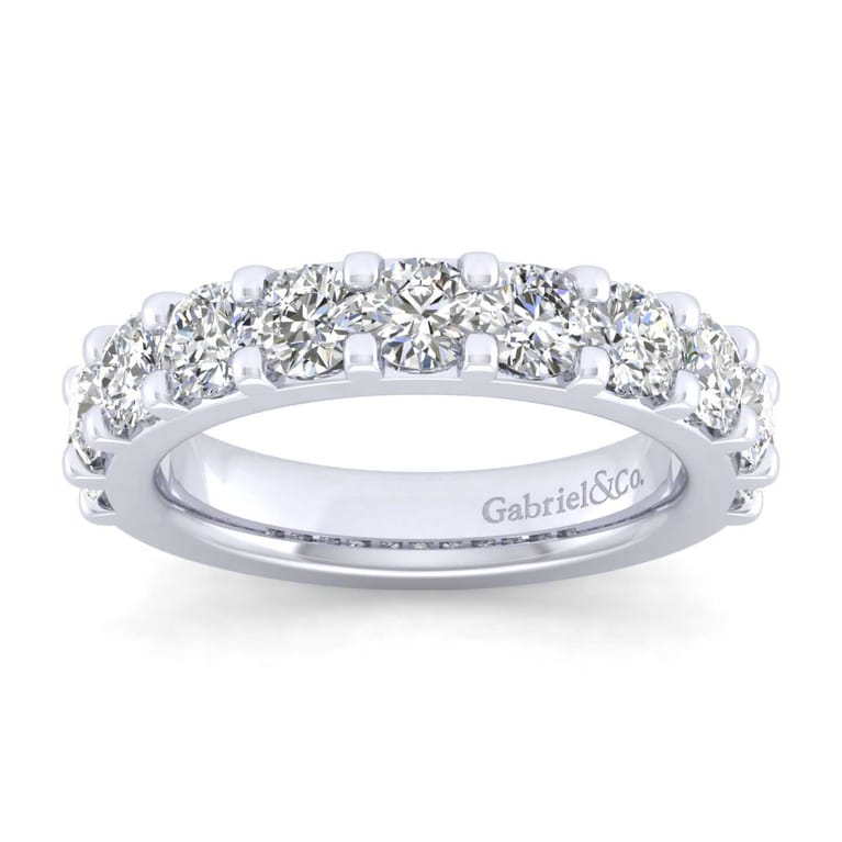 Straight Wedding Ring in 14k White Gold with Round Natural Diamond at Gabriel & Co. - Shot 5