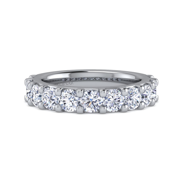 Straight Wedding Ring in 14k White Gold with Round Natural Diamond at Gabriel & Co. - Shot 1