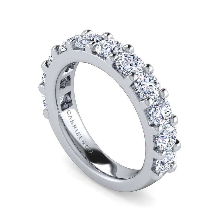 Straight Wedding Ring in 14k White Gold with Round Natural Diamond at Gabriel & Co. - Shot 3