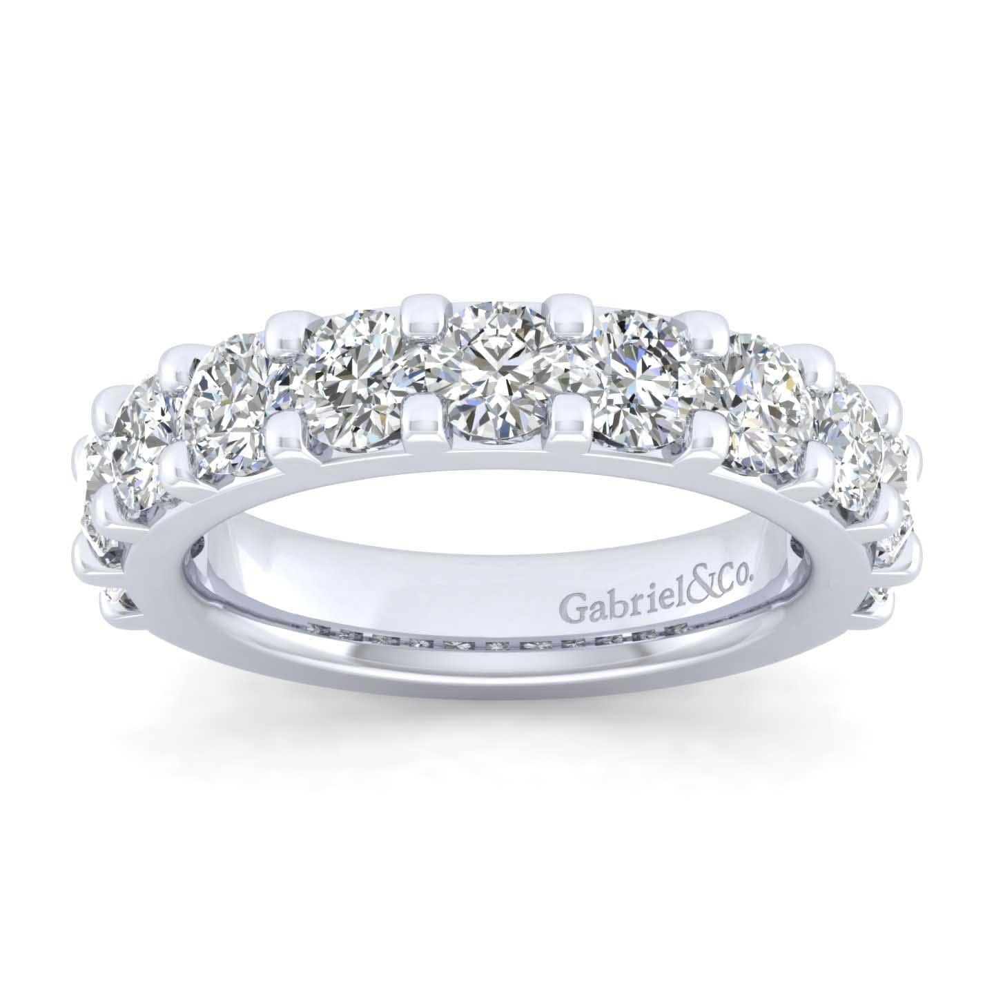 Straight Wedding Ring in 14k White Gold with Round Natural Diamond at Gabriel & Co. - Shot 5