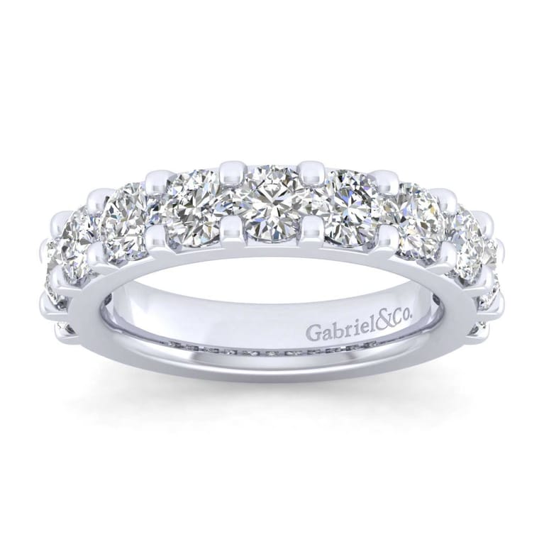 Straight Wedding Ring in 14k White Gold with Round Natural Diamond at Gabriel & Co. - Shot 5