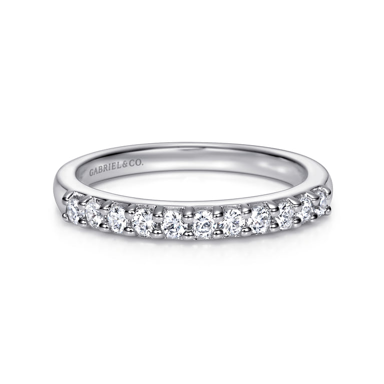 Straight Wedding Ring in 14k White Gold with Round Natural Diamond at Gabriel & Co. - Shot 1