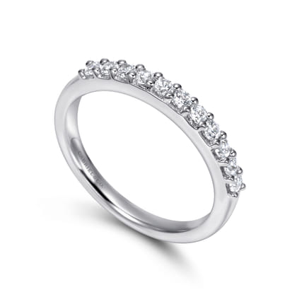 Manila - 14K White Gold 11 Stone Shared Prong Diamond Anniversary Band