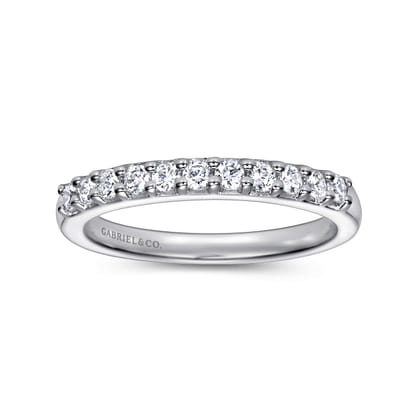 Manila - 14K White Gold 11 Stone Shared Prong Diamond Anniversary Band