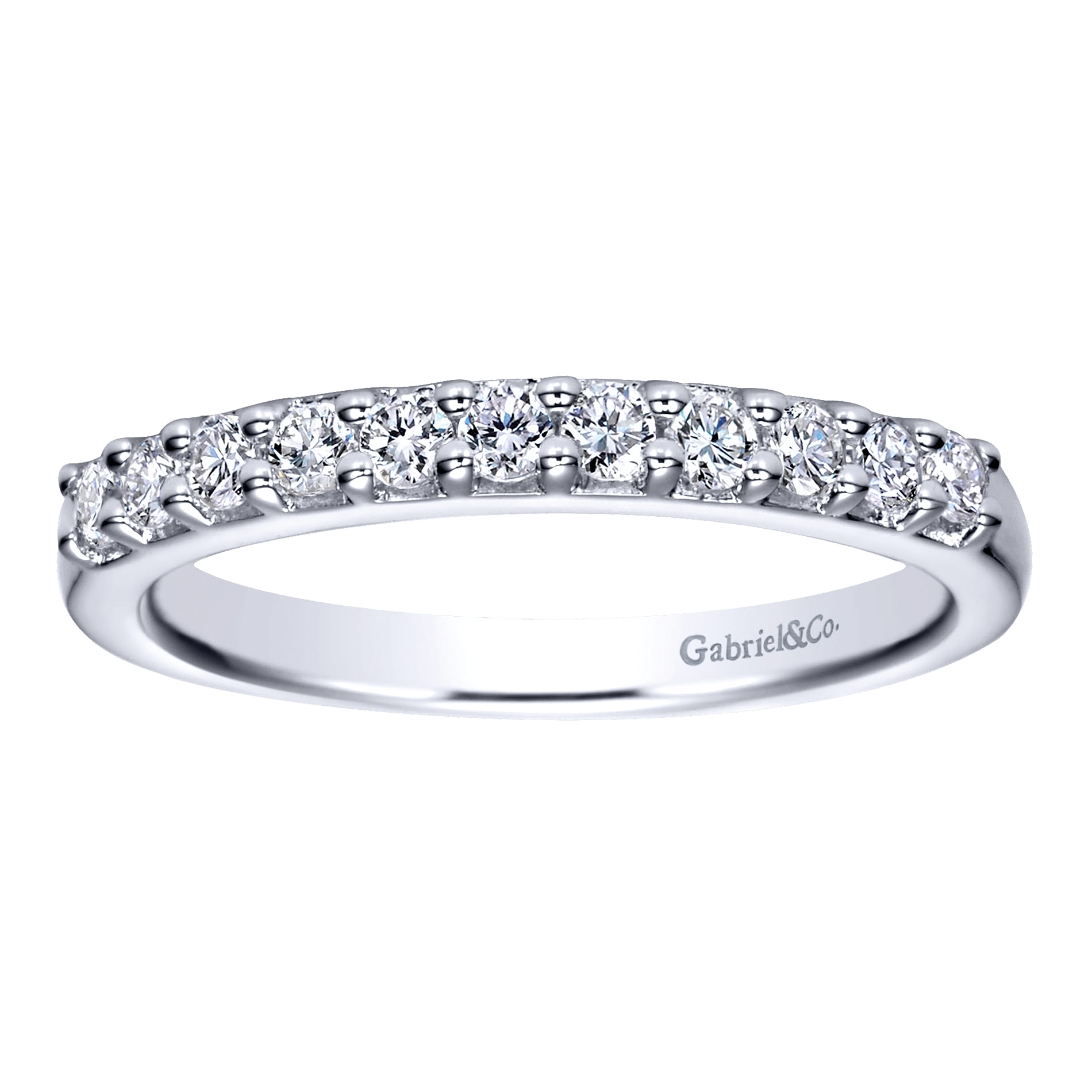 Straight Wedding Ring in 14k White Gold with Round Natural Diamond at Gabriel & Co. - Shot 5