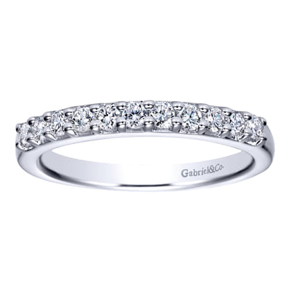 Manila - 14K White Gold 11 Stone Shared Prong Diamond Anniversary Band