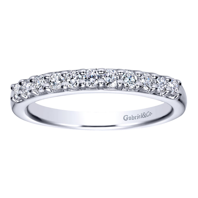 Straight Wedding Ring in 14k White Gold with Round Natural Diamond at Gabriel & Co. - Shot 5