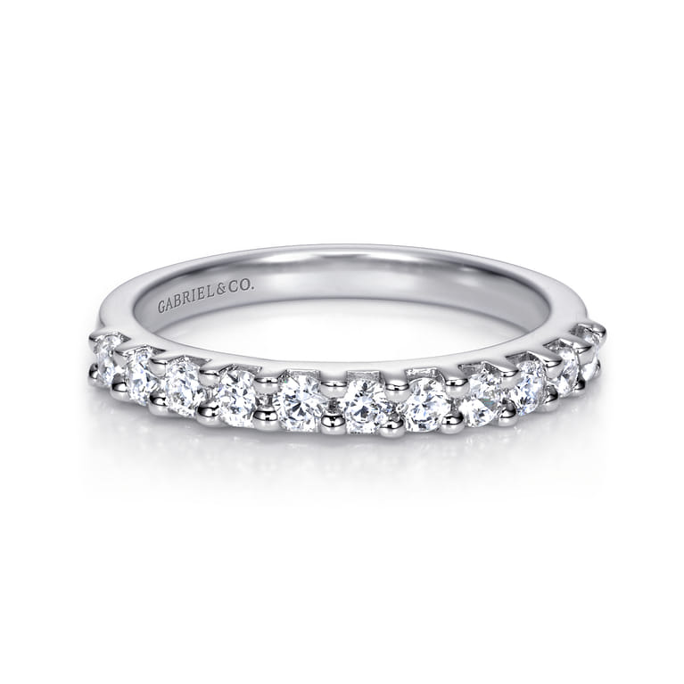 Straight Wedding Ring in 14k White Gold with Round Natural Diamond at Gabriel & Co. - Shot 1