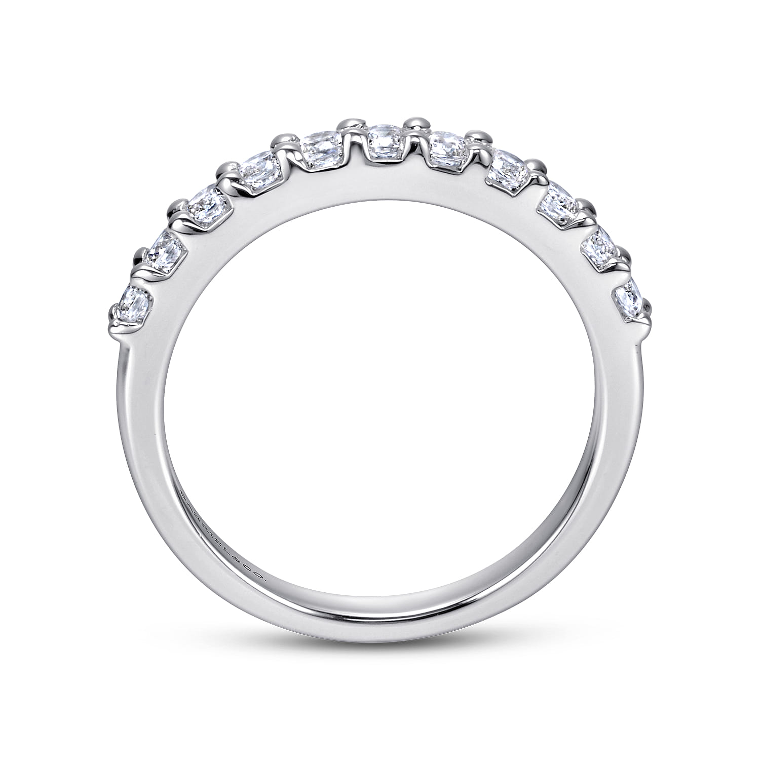 Straight Wedding Ring in 14k White Gold with Round Natural Diamond at Gabriel & Co. - Shot 2