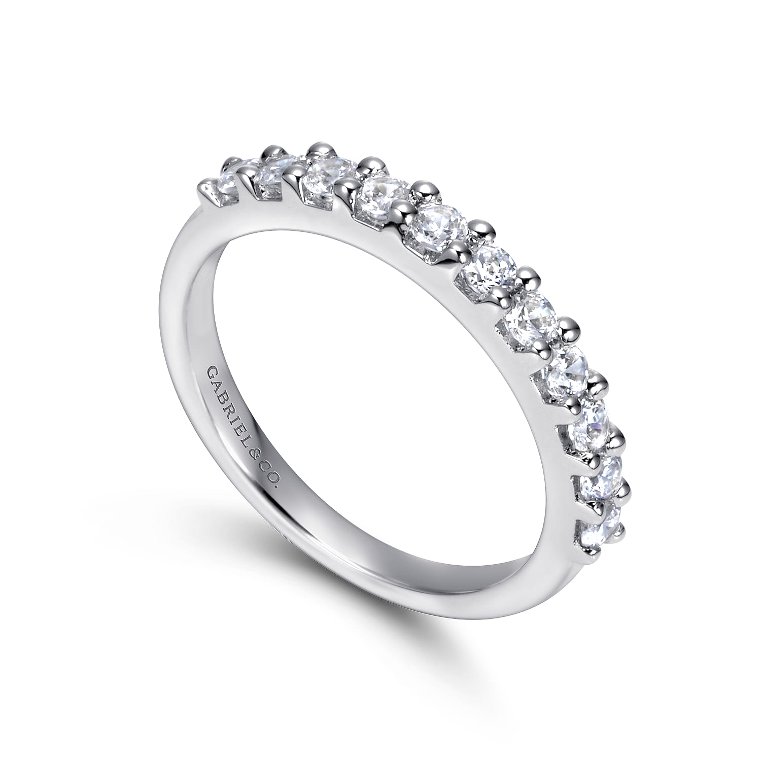 Straight Wedding Ring in 14k White Gold with Round Natural Diamond at Gabriel & Co. - Shot 3