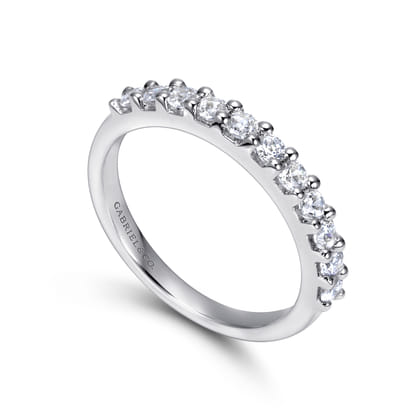 Manila - 14K White Gold 11 Stone Shared Prong Diamond Anniversary Band