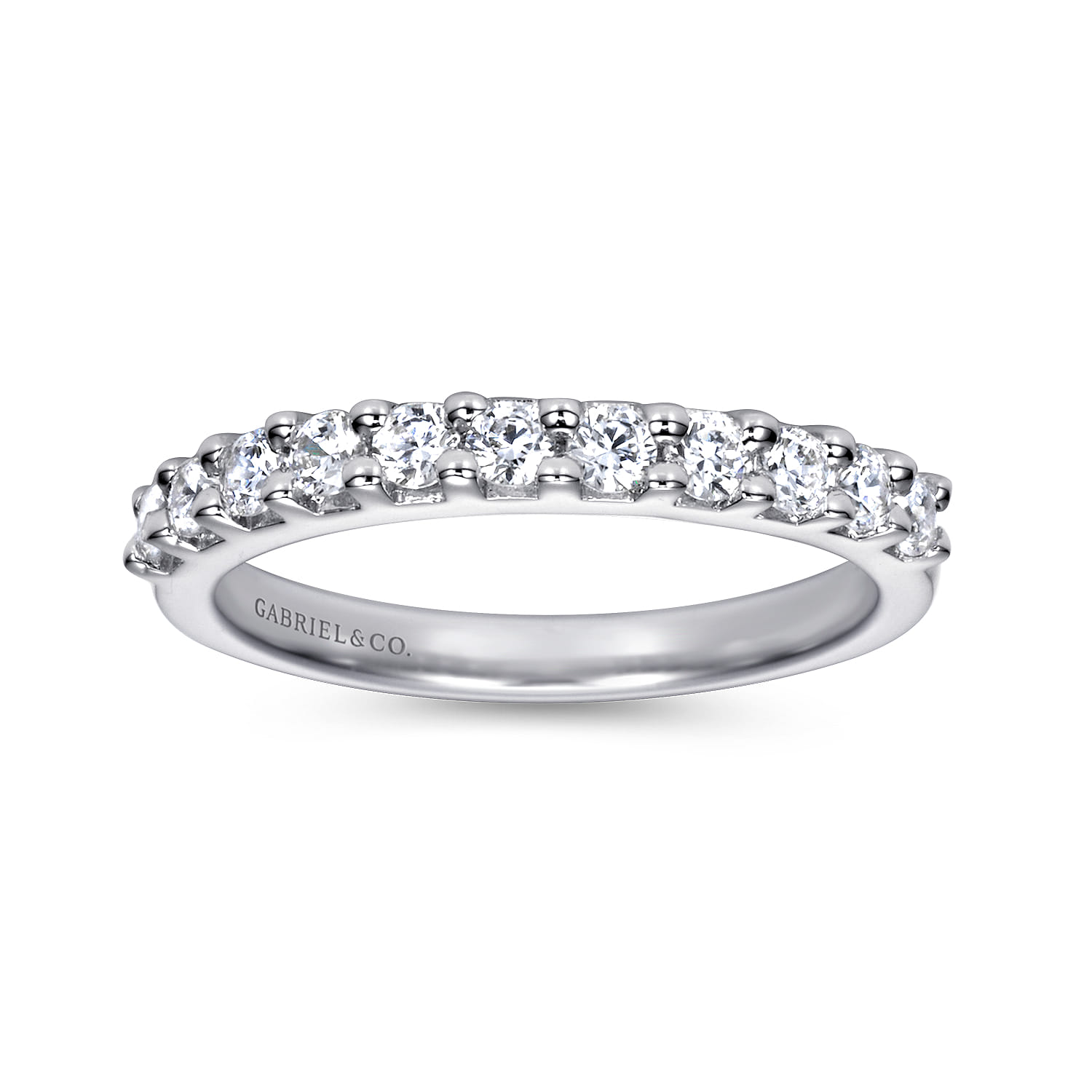 Straight Wedding Ring in 14k White Gold with Round Natural Diamond at Gabriel & Co. - Shot 4