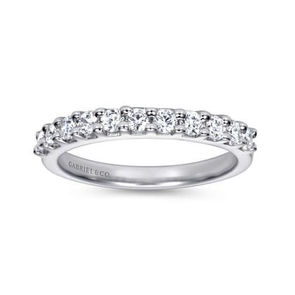 Manila - 14K White Gold 11 Stone Shared Prong Diamond Anniversary Band