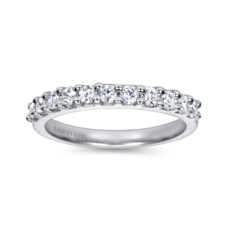 Straight Wedding Ring in 14k White Gold with Round Natural Diamond at Gabriel & Co. - Shot 4