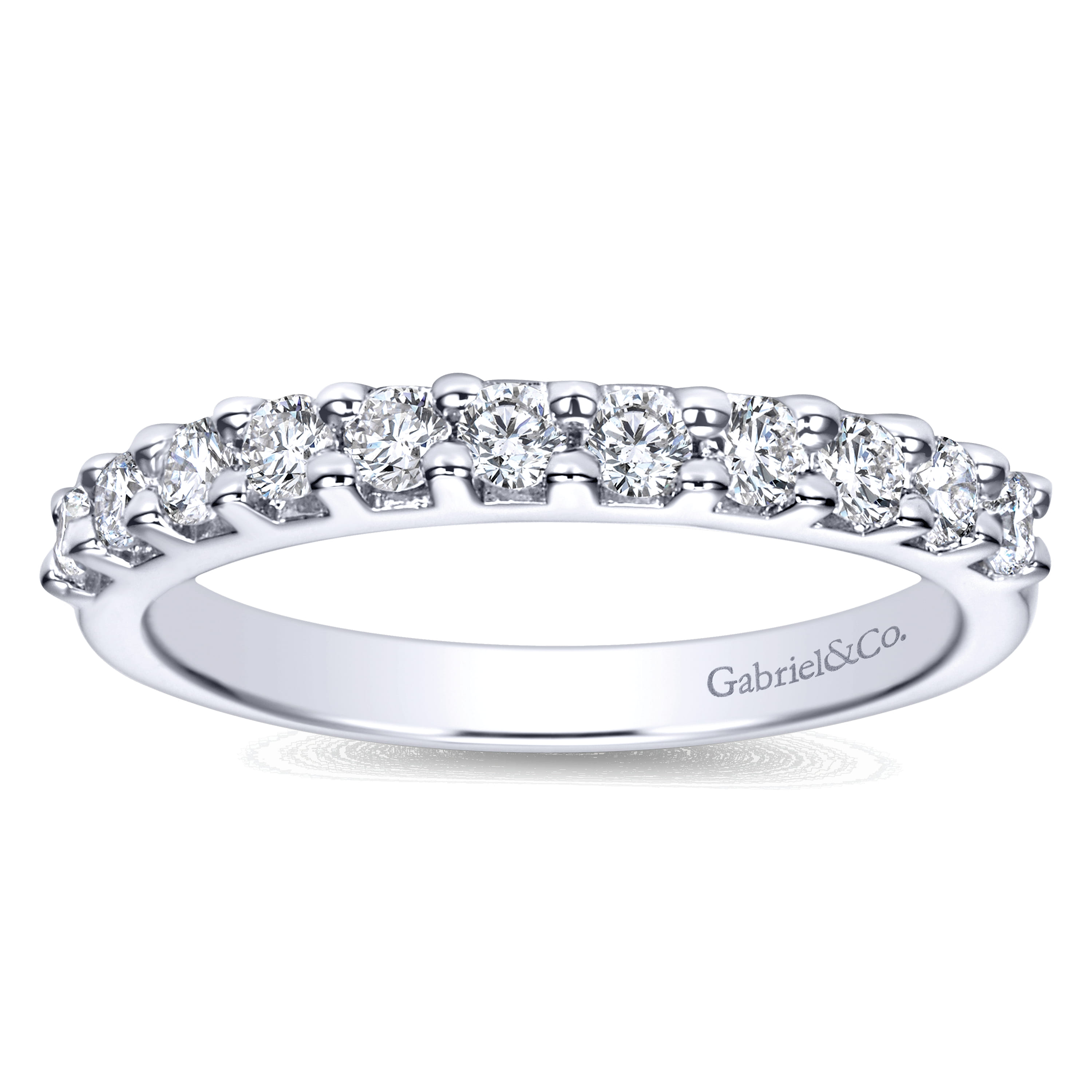 Straight Wedding Ring in 14k White Gold with Round Natural Diamond at Gabriel & Co. - Shot 5