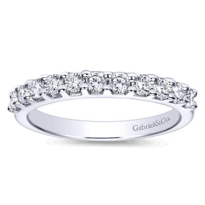 Manila - 14K White Gold 11 Stone Shared Prong Diamond Anniversary Band