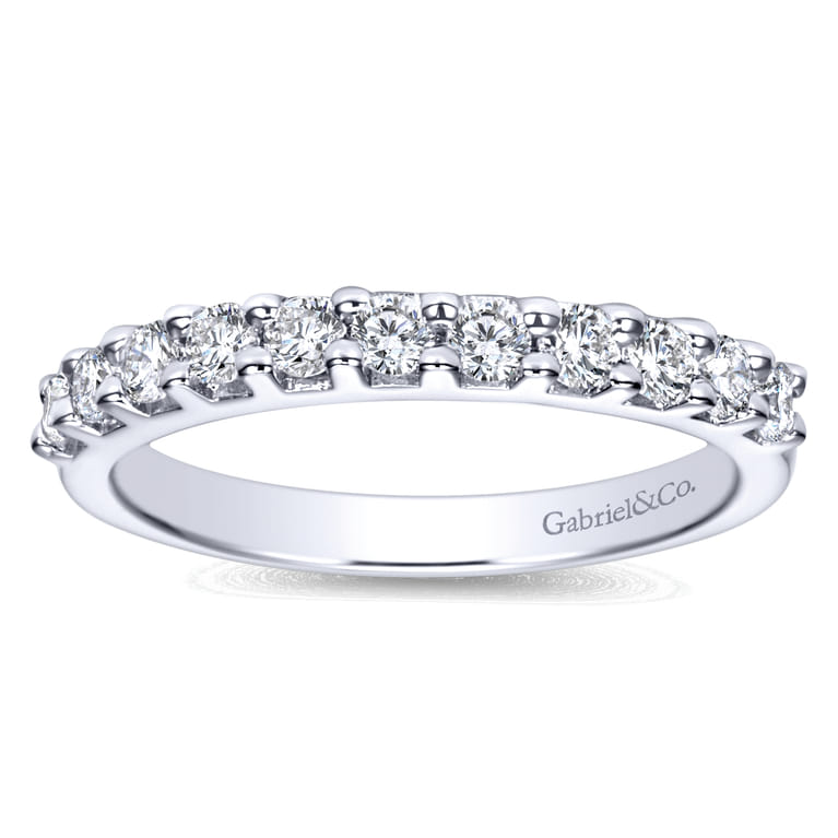 Straight Wedding Ring in 14k White Gold with Round Natural Diamond at Gabriel & Co. - Shot 5