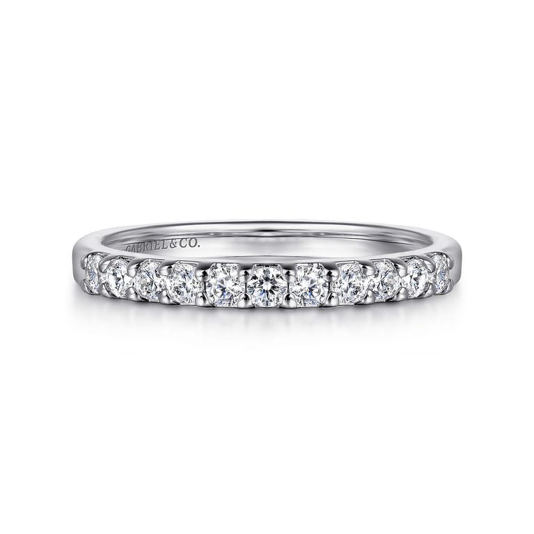 Straight Wedding Ring in 14k White Gold with Round Natural Diamond at Gabriel & Co. - Shot 1