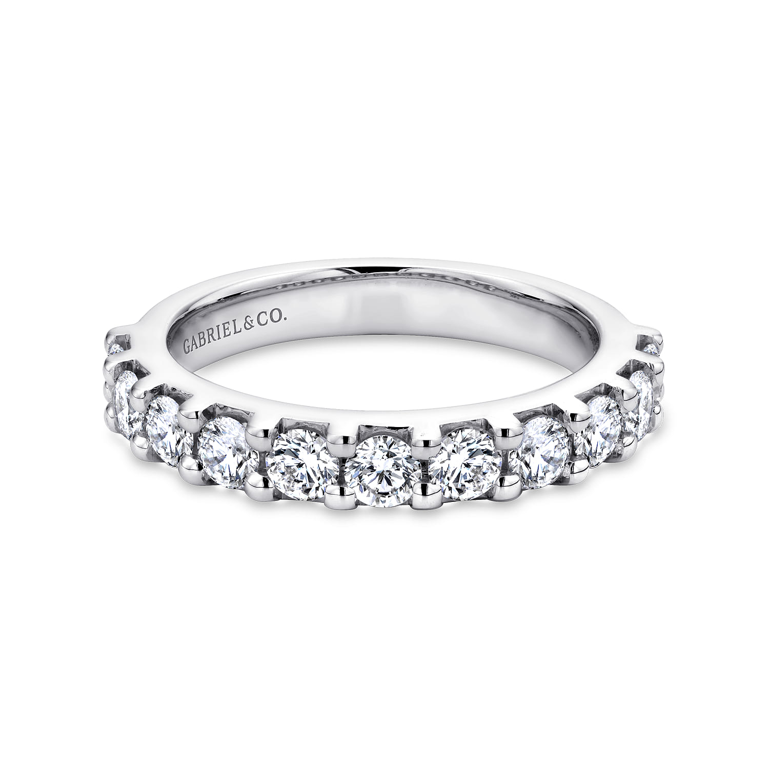 Straight Wedding Ring in 14k White Gold with Round Natural Diamond at Gabriel & Co. - Shot 1