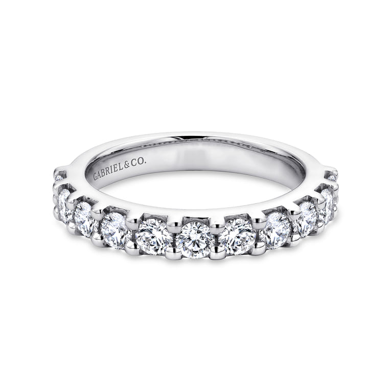 Straight Wedding Ring in 14k White Gold with Round Natural Diamond at Gabriel & Co. - Shot 1