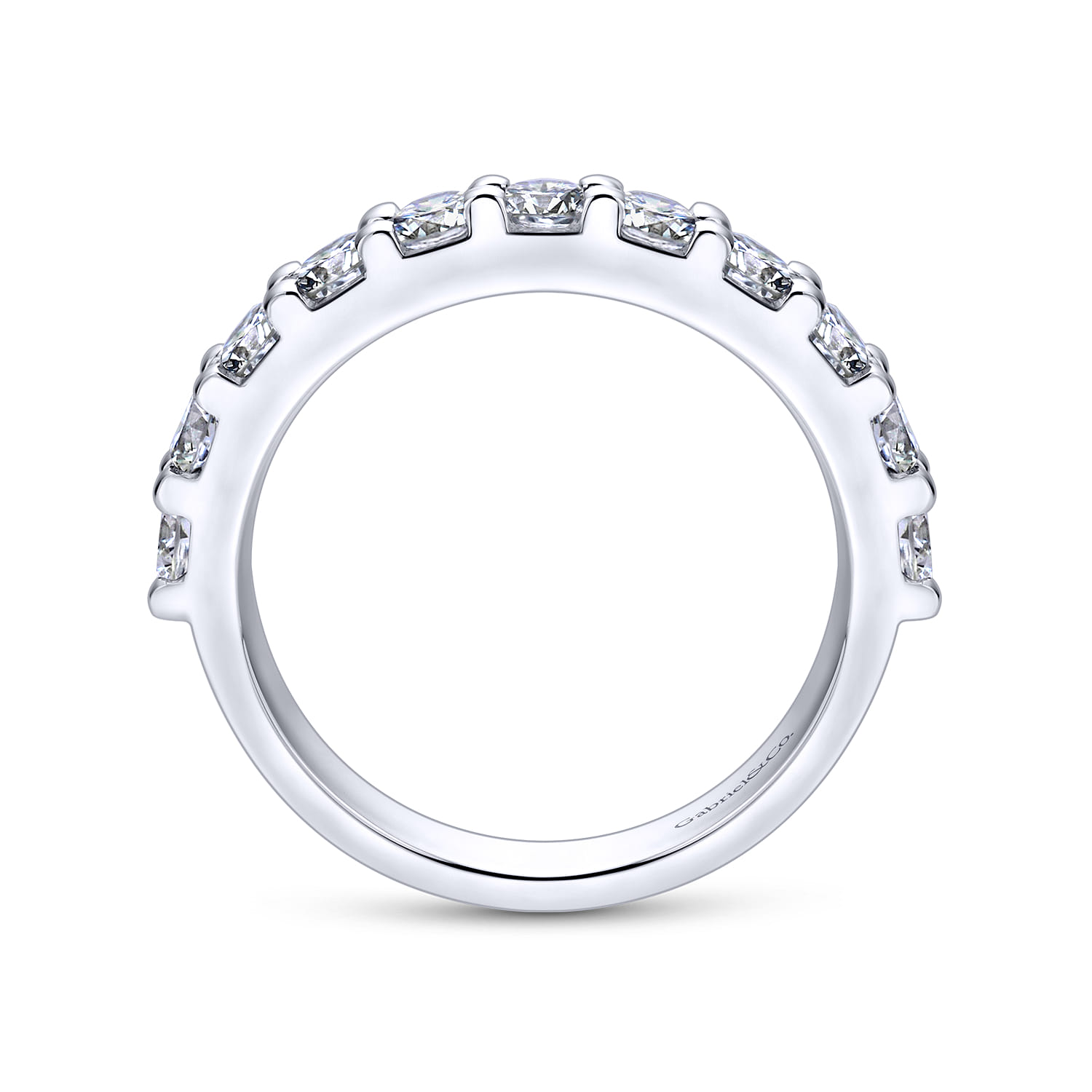Straight Wedding Ring in 14k White Gold with Round Natural Diamond at Gabriel & Co. - Shot 2