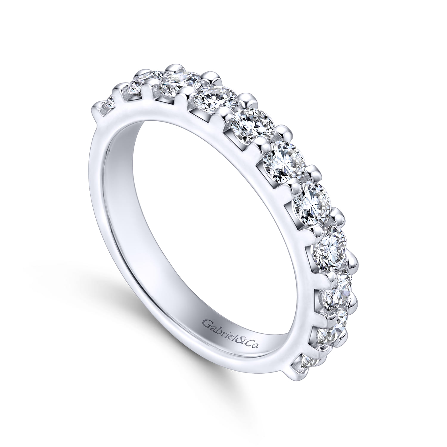 Straight Wedding Ring in 14k White Gold with Round Natural Diamond at Gabriel & Co. - Shot 3